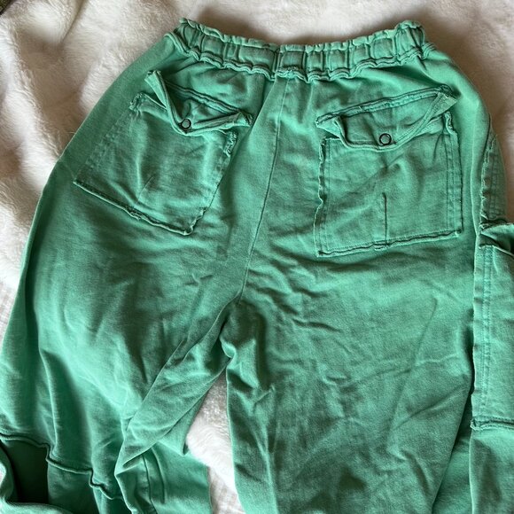 THREE BIRDS NEST Game on Cargo Wide Leg Pant in Turquoise - Picture 4 of 6